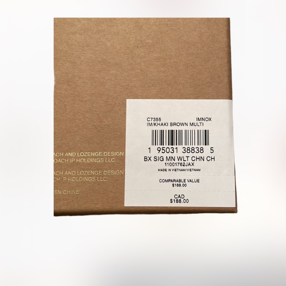 COACH Boxed Mini Wallet On A Chain In Blocked Signature Canvas NEW - Picture 3 of 3